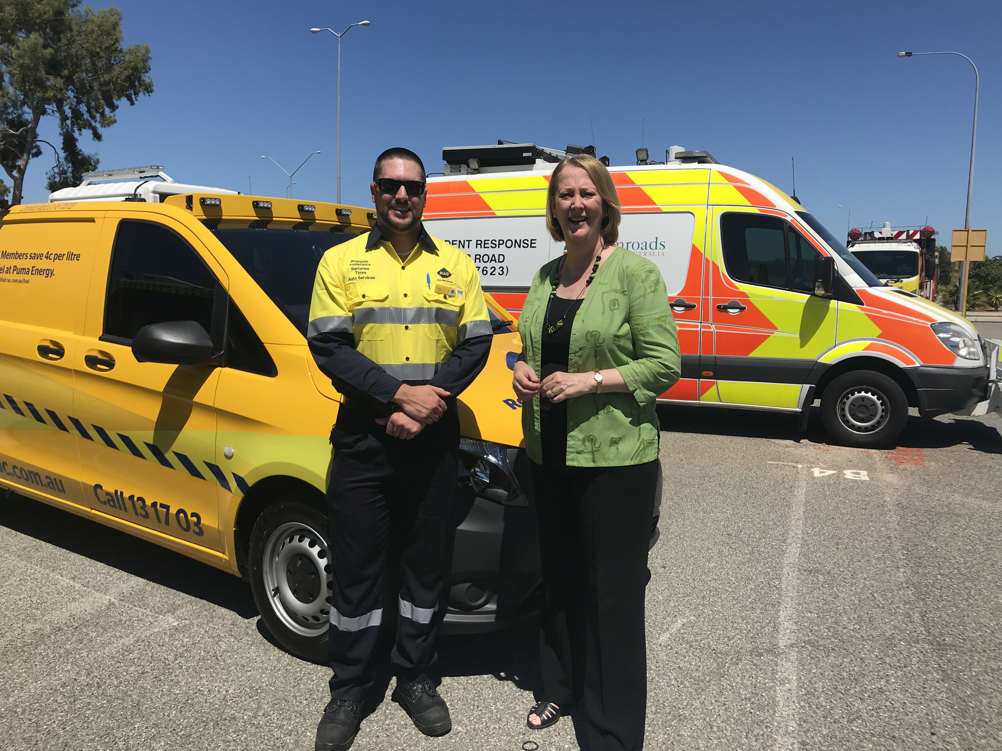 RAC Patrol Team Member, Luke Brown with the Hon. Michelle Roberts, Minister for Police and Road Safety.