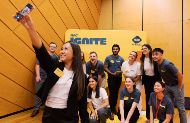 Participants from the Ignite Leadership Program taking a selfie together. 