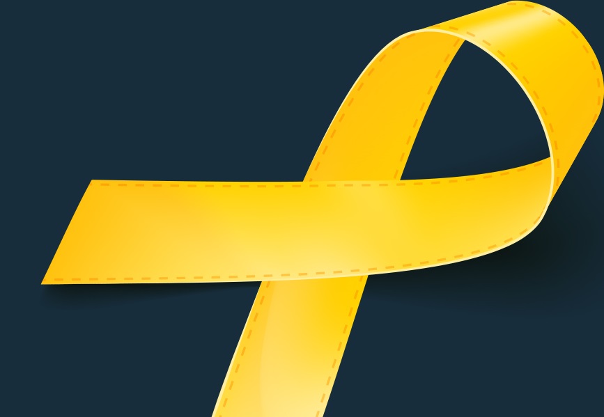 Yellow ribbon on dark navy background
