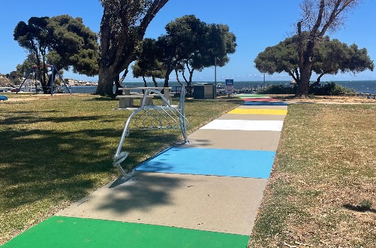 Coloured footpath leading to the beach as part of the Shire of Coorow Reconnect Project