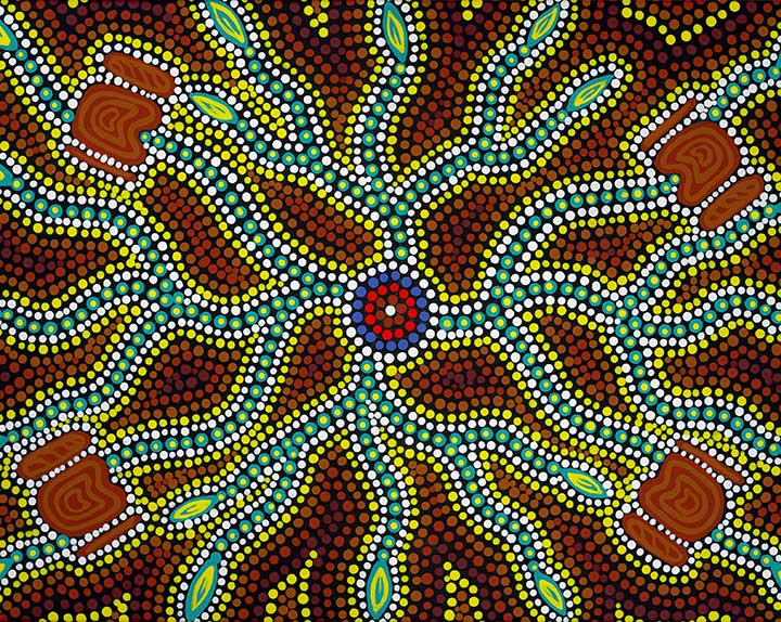 Dot painting by an unknown Indigenous Australian artist