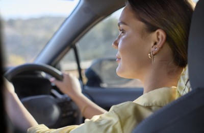 Lady driving a car