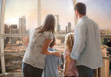 Family overlooking city