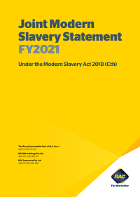 Cover of the Joint Modern Slavery Statement FY2021