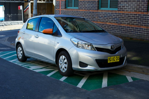 A car parked in a car sharing bay 