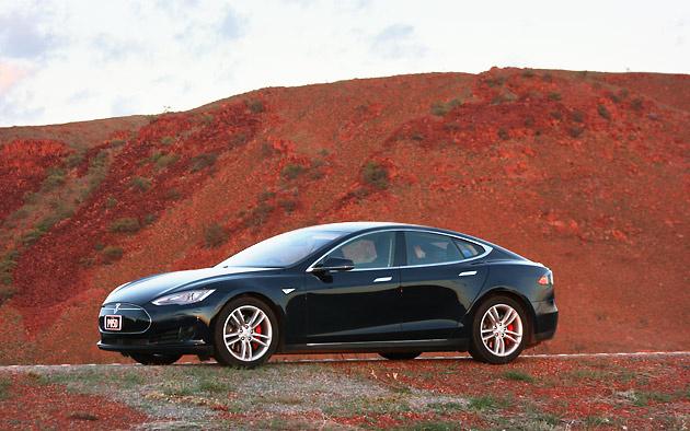 The Tesla stood out against the red dirt of WA's north