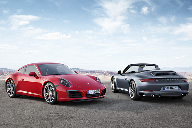  Red and dark silver Porsche 911 models  