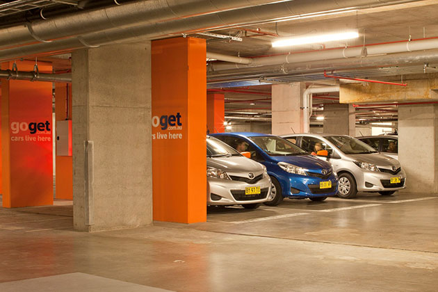 A GoGet car share parking lot