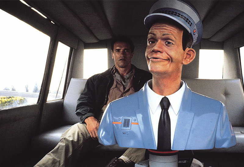 Total Recall: If you hate small talk, then you’d have a hard time in the Johnny Cab - the taxi is manned by an android that specialises in it. The robot looks and sounds creepily human, perhaps to help the passenger feel more at ease in a driverless car. It even explores the frustrations of technology, with Arnold Schwarzenegger eventually taking over the controls after the robot fails to understand verbal cues. 