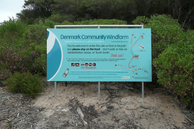 Signage at the Denmark Community Wind Farm