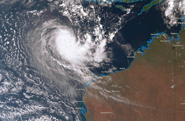 Satellite view of tropical cyclone Ernie
