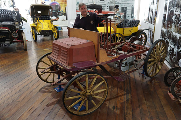 Graeme Cocks with the Benz at the York Motor Museum