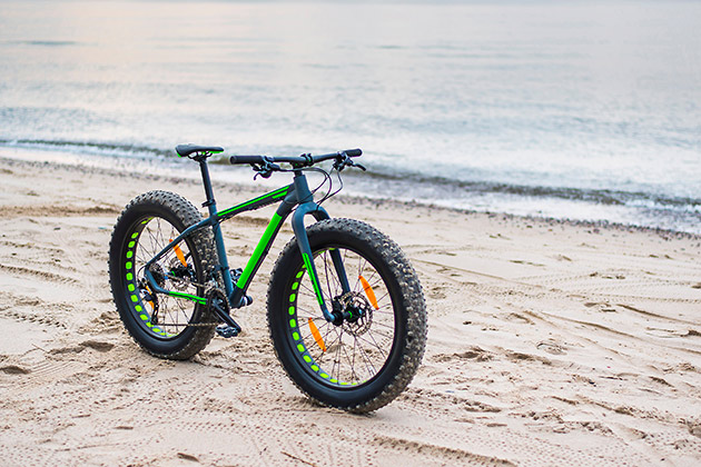 A fat bike on soft sand