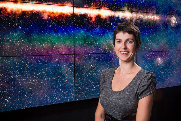 Dr Natasha Hurley-Walker in front of the GLEAM survey