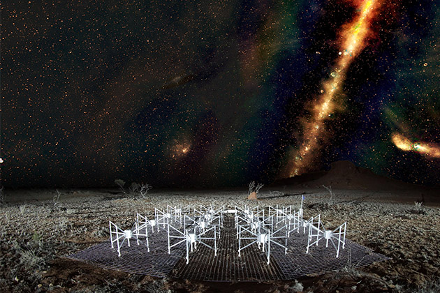A ‘radio colour’ view of the sky above a ‘tile’ of the Murchison Widefield Array 