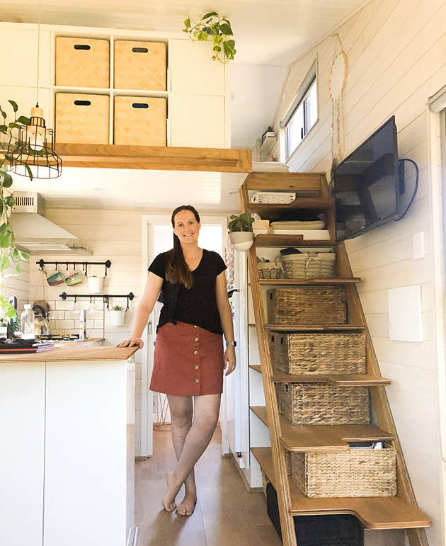 Ashlee De Campo inside her tiny home