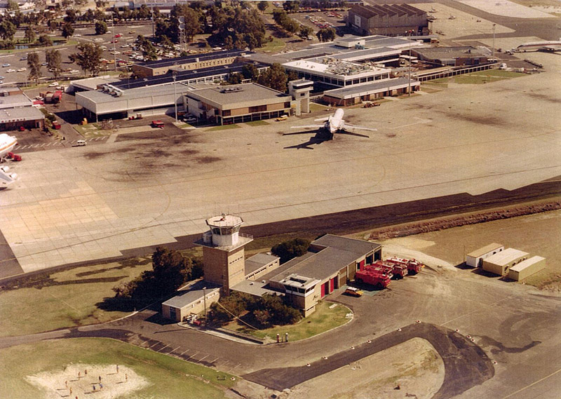 Aerial view Perth Airport Terminal early 1970s