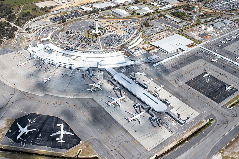 Aerial view Perth Airport precinct 2016