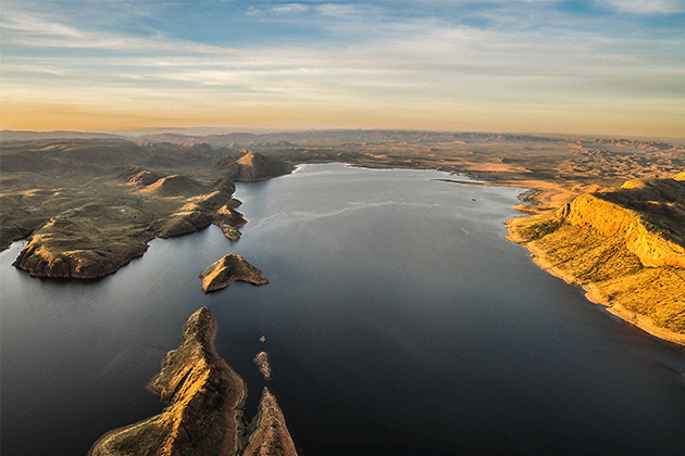 An aerial shot of Lake Argyle in the Kimberley