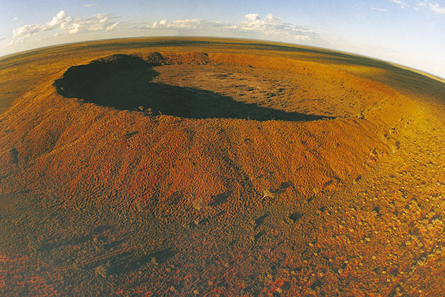 An aerial shot of the Wolfe Creek Crater