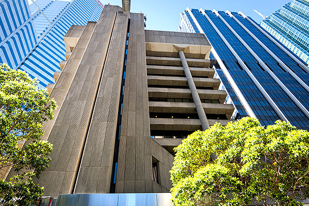 Brutalist building at 150 St Georges Tce Perth