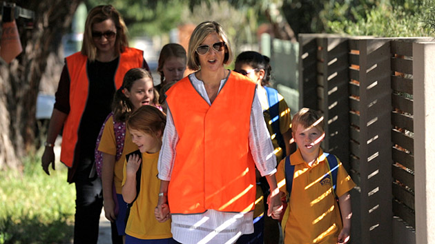 A primary school 'walking bus'