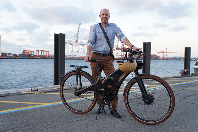 Ilich in front of a Tiller ebike