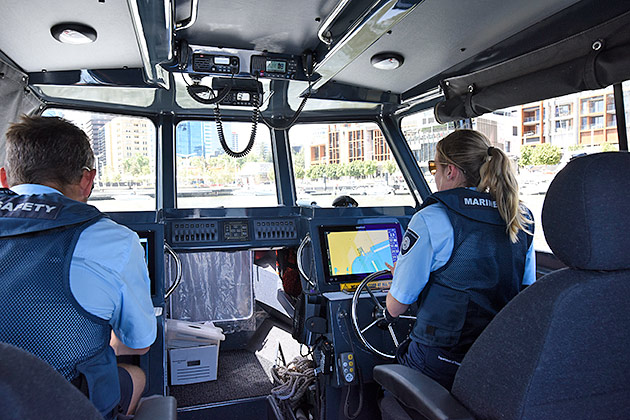 Marine safety boat on patrol