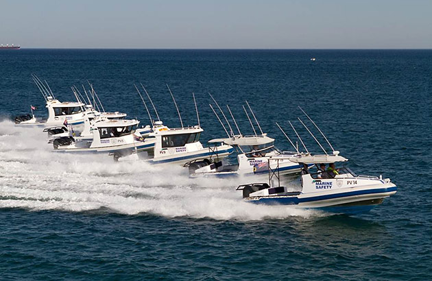 Fleet of marine safety boats on the water in WA