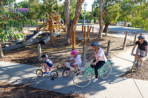 Ashton family on their bikes