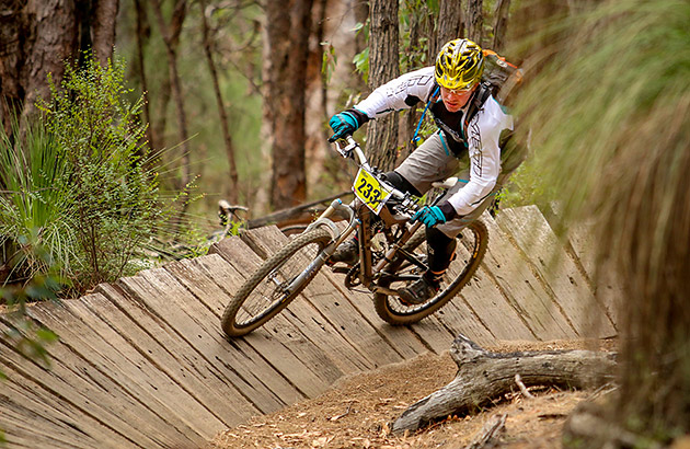 Mountain bike rider on a trail in Kalamunda