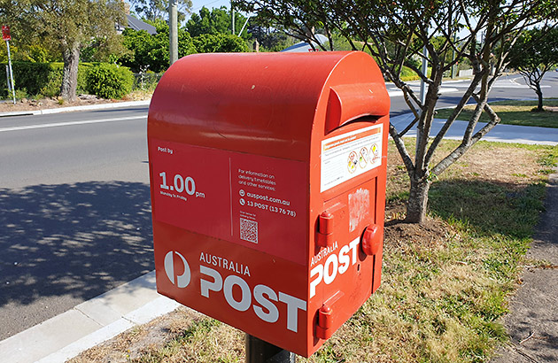 Australia Post letter box in a suburban street