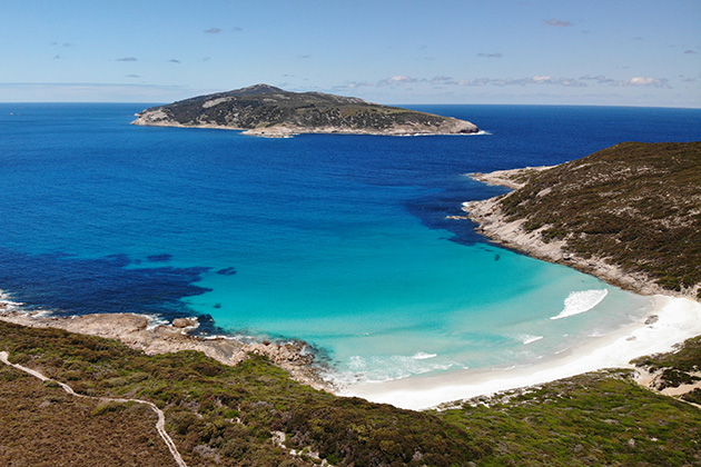 Beach nestled in a cove