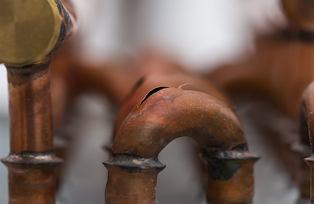 Hole in a copper pipe