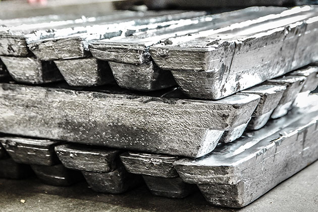 Blocks of stacked silver lead