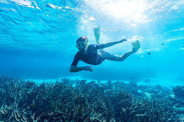 Boy snorkelling underwater