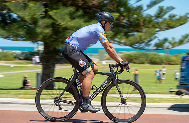 Cyclist on a bike path