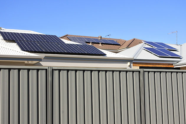 Solar panels on residential roof