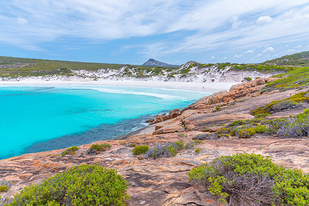 View of sand in a bay