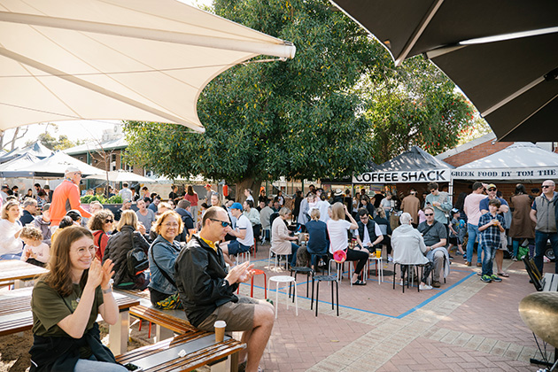 Crowd sitting outdoors