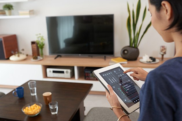 Person using an app on a tablet