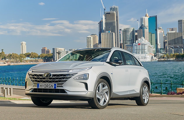 White Hyundai ix35 hydrogen car