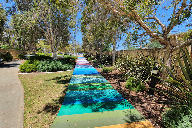 Pathway with rainbow colours