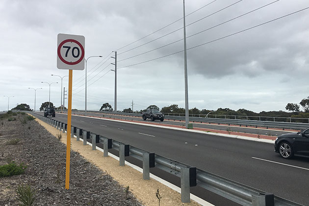 Speed sign by the road