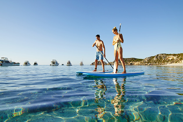 Two people on SUP boards