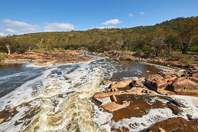 Water flowing over rocks