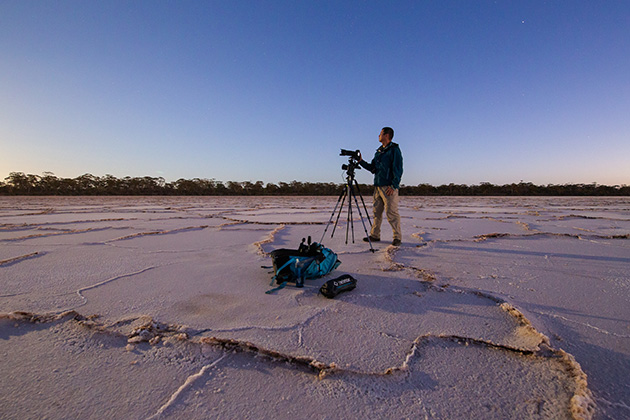 Photographer on a salt lake