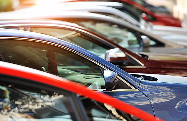 A row of fleet cars