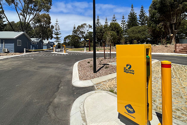RAC Electric Highway charging station at the RAC Esperance Holiday Park