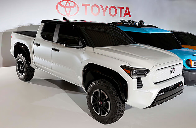 A Toyota Tacoma on display